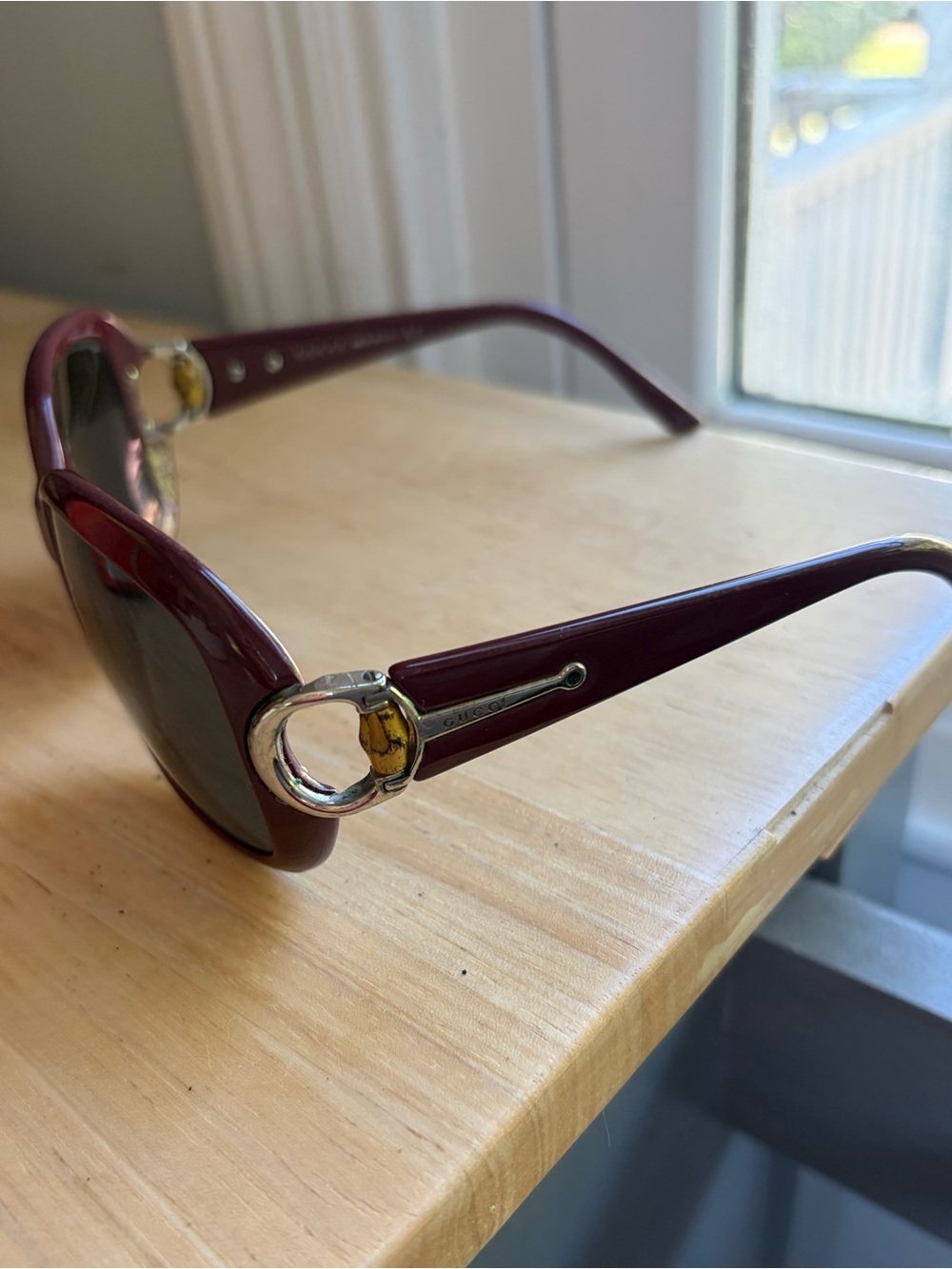 Iconic Round Gucci GG 3132/S Sunglasses bamboo burgundy FRAMES ONLY